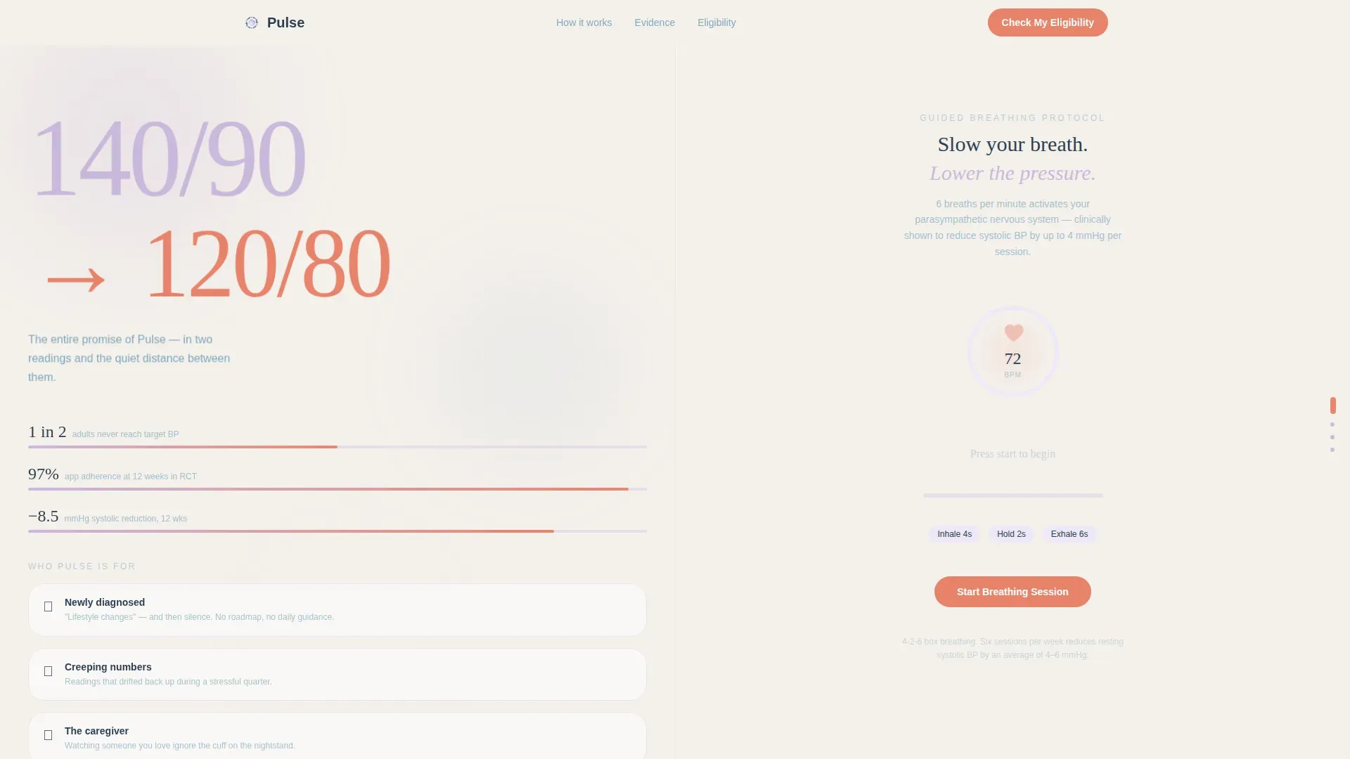 Hypertension Therapy App Landing Page Template