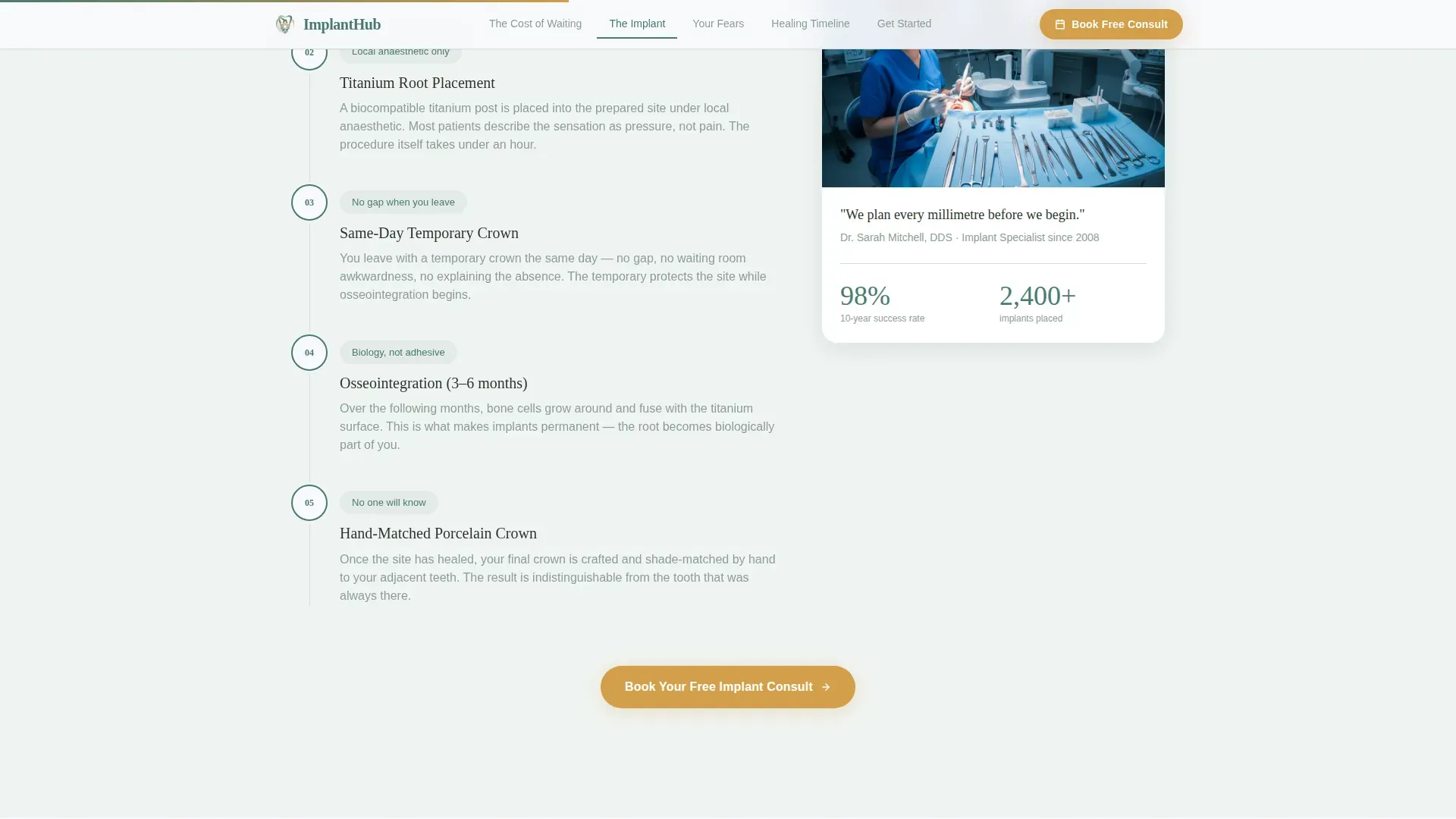 Premium Implant Dentist Appointment Booking Website Template