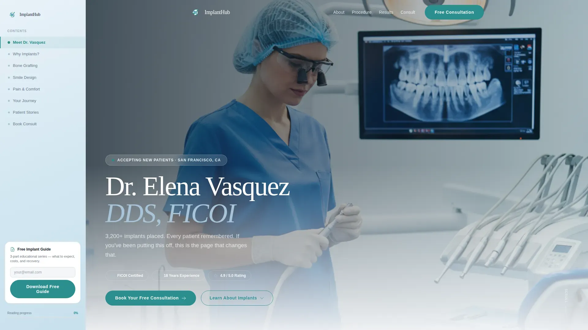 Expert Implant Dentist Appointment Booking Website Template