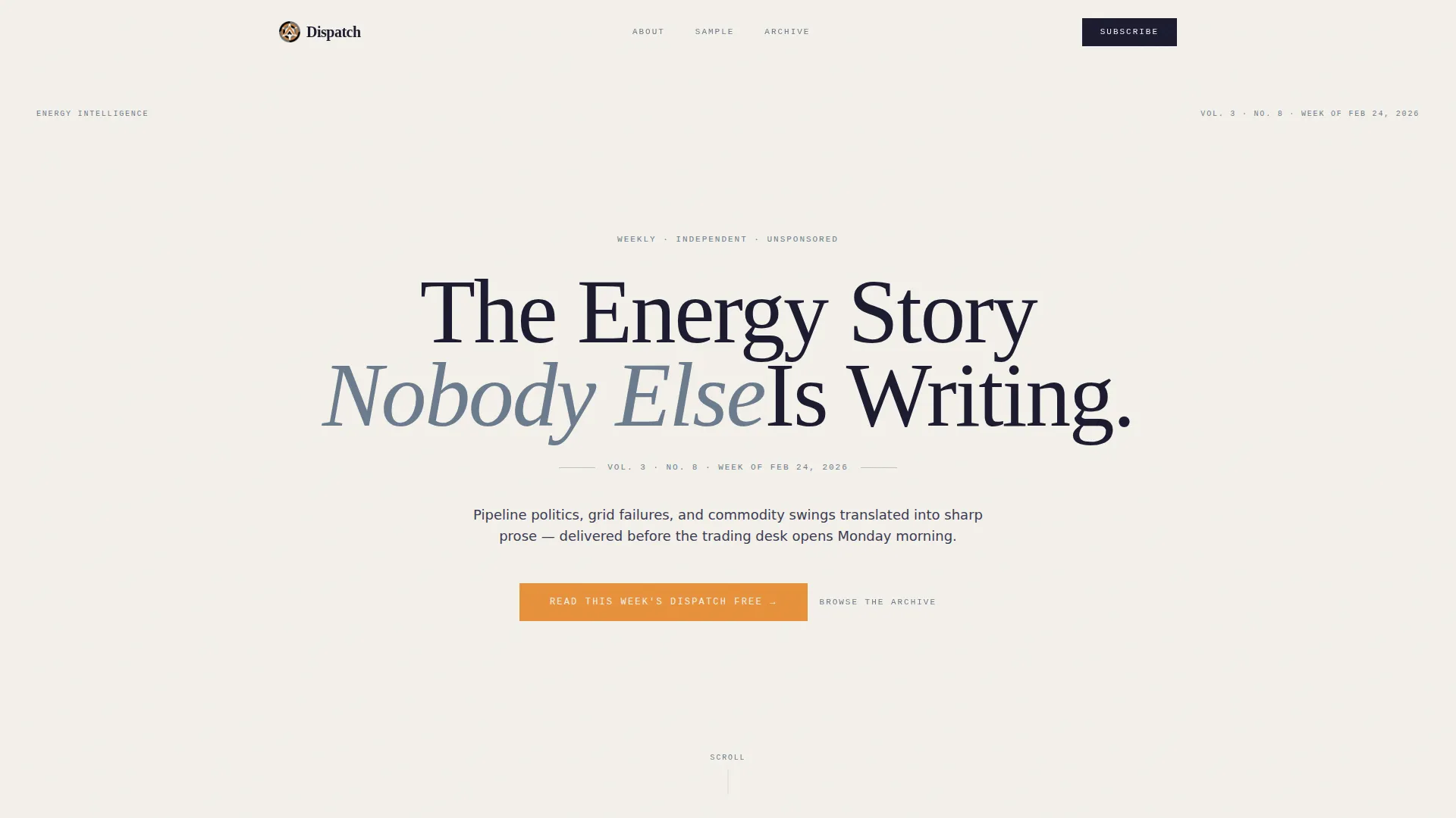 Editorial Energy Newsletter Landing Page Template
