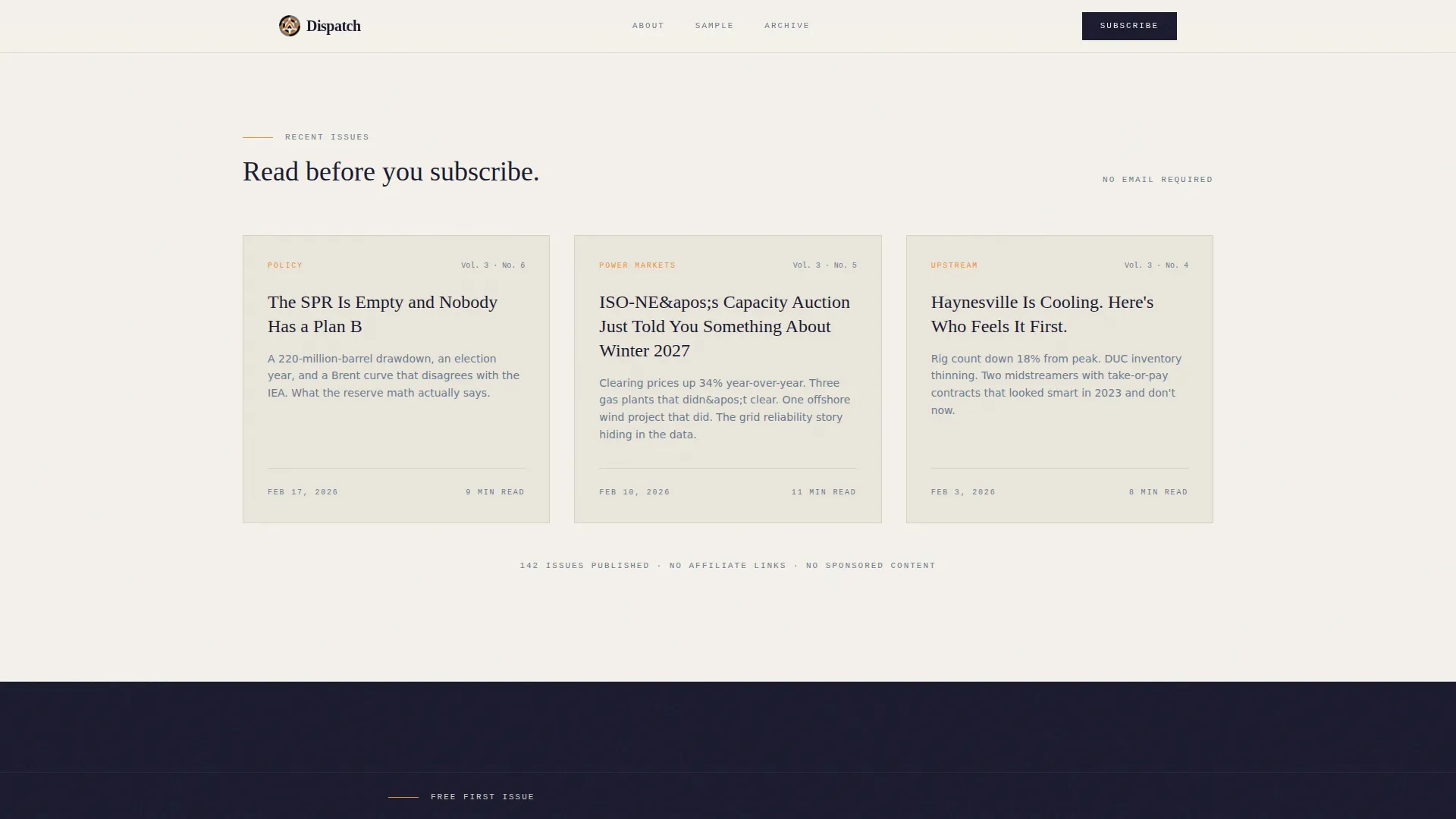 Editorial Energy Newsletter Landing Page Template