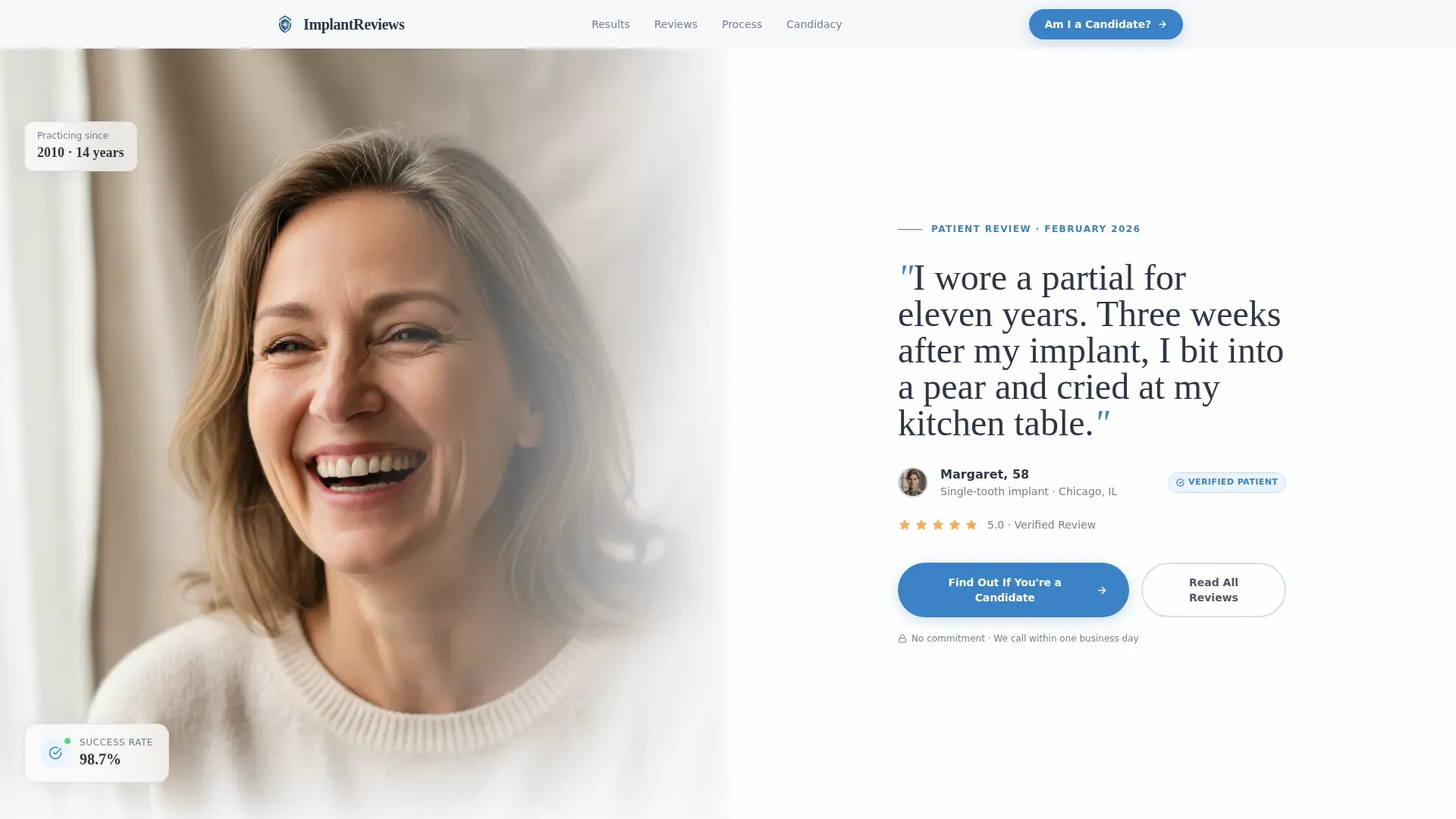 Specialist Implant Dentist Appointment Booking Website Template