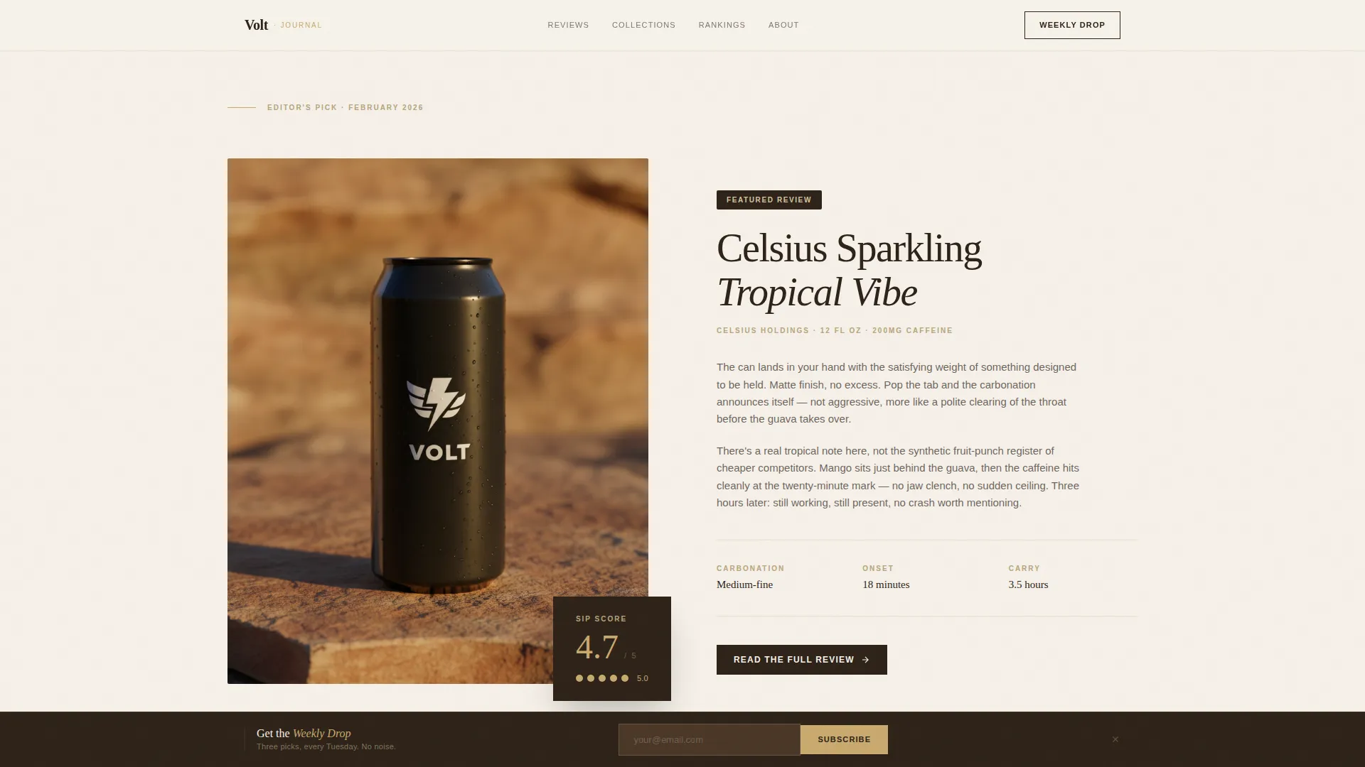 Luxe Editorial Energy Drink Review Landing Page