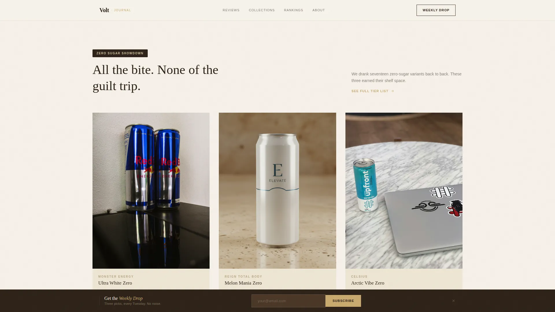 Luxe Editorial Energy Drink Review Landing Page