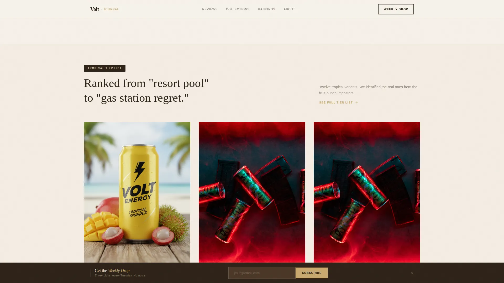 Luxe Editorial Energy Drink Review Landing Page