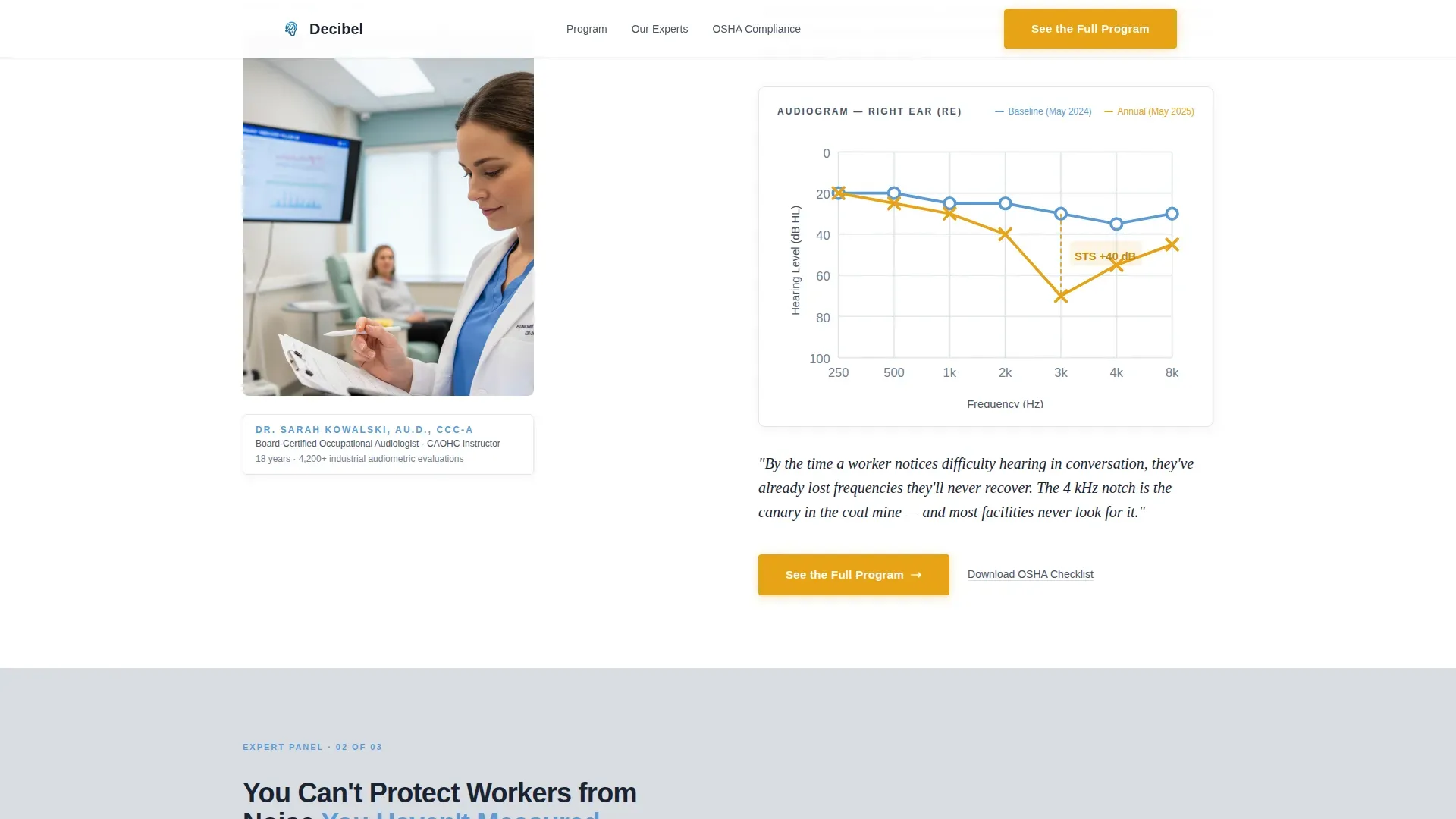 Industrial Hearing Conservation Clinic Landing Page