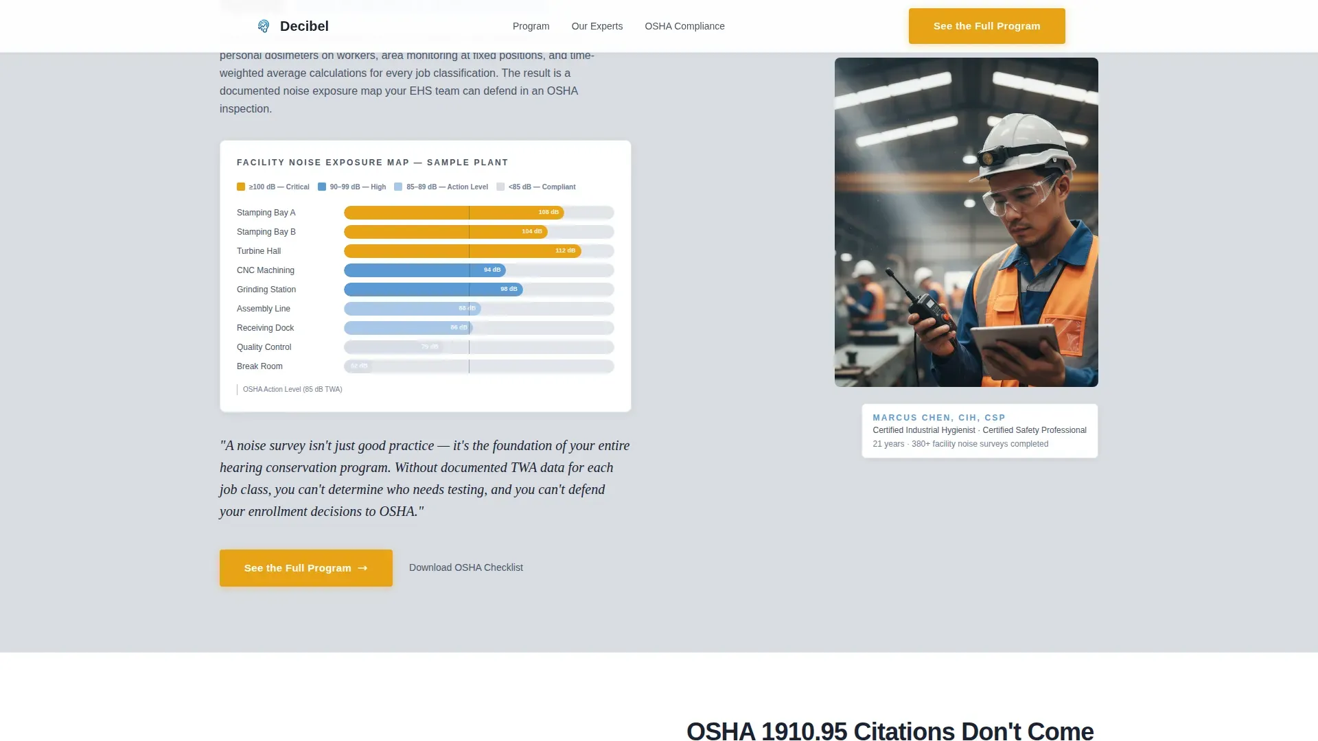 Industrial Hearing Conservation Clinic Landing Page