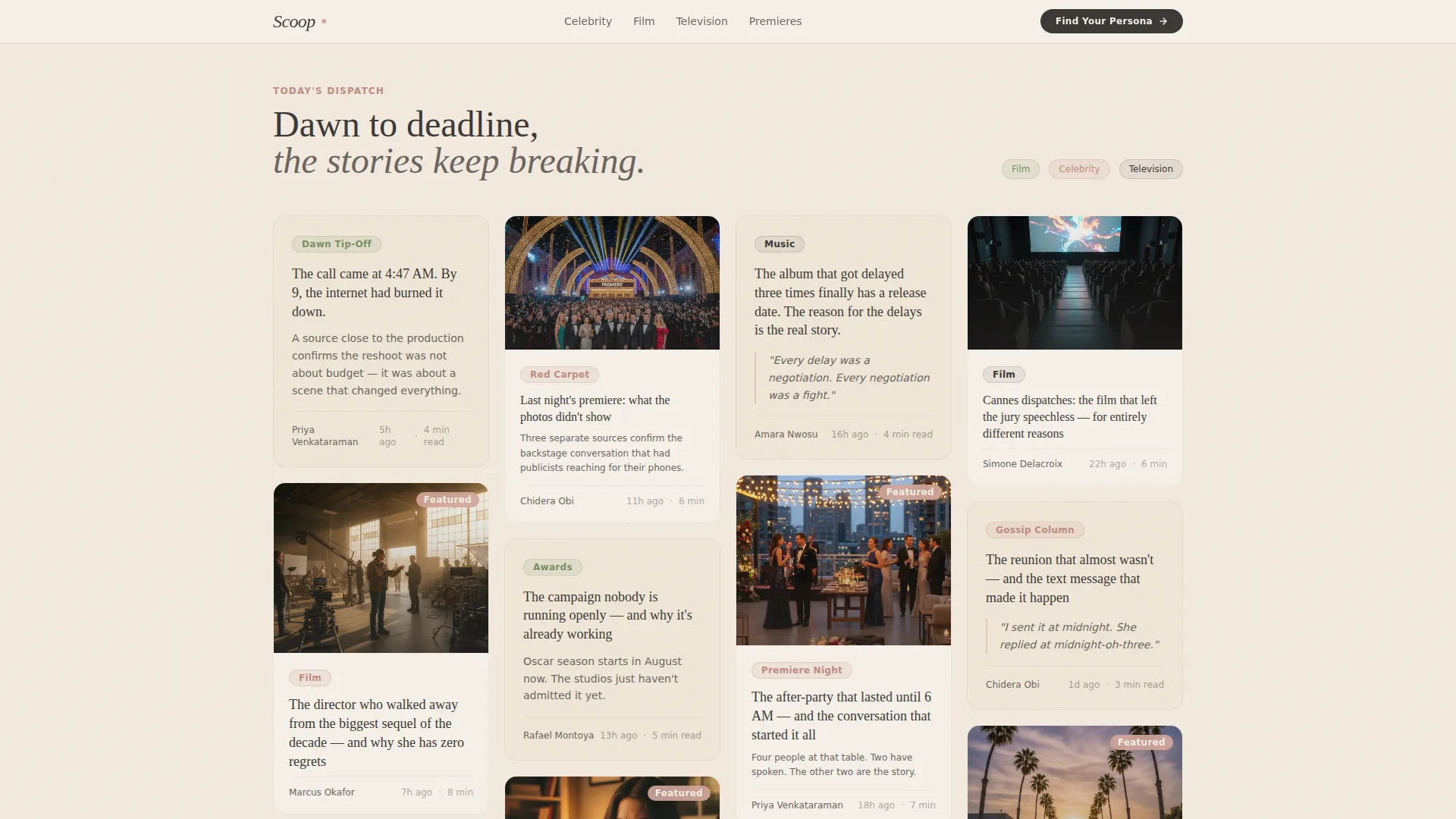Entertainment News Blog Landing Page Template