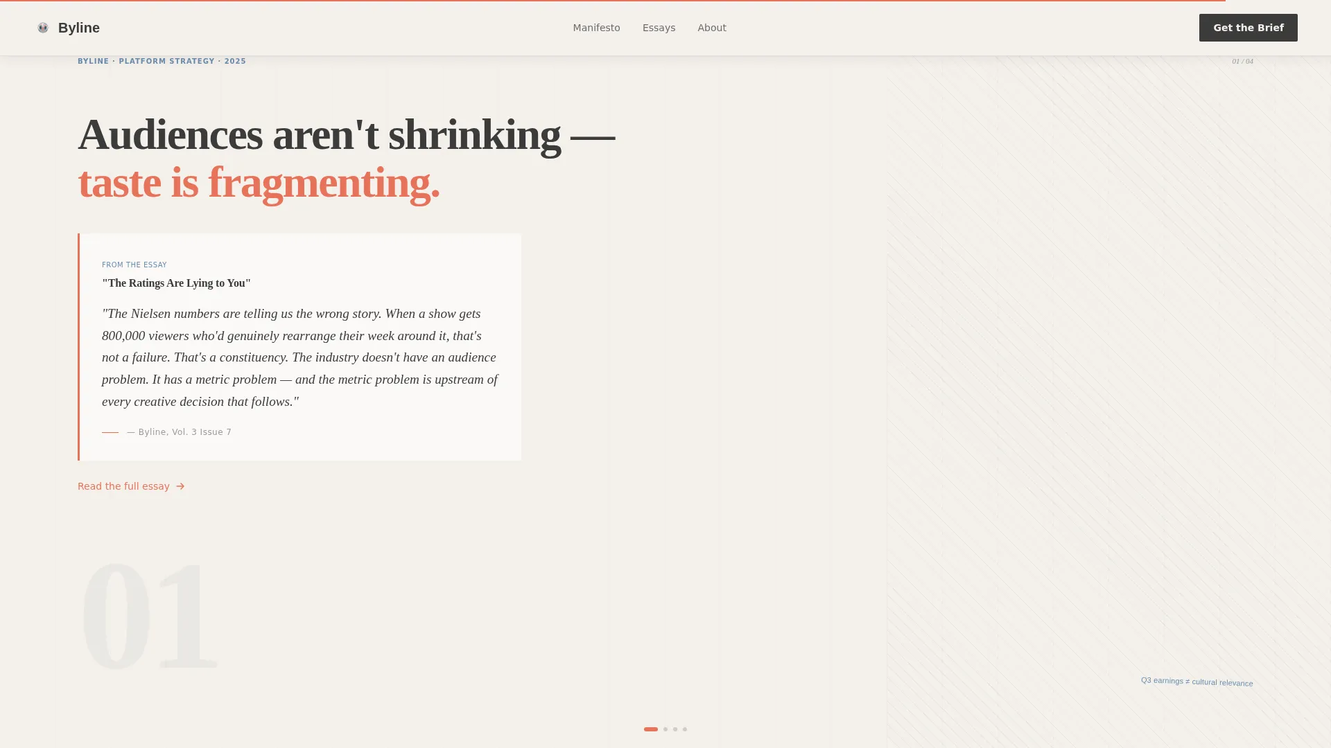 Bold Entertainment Thought Leadership Landing Page