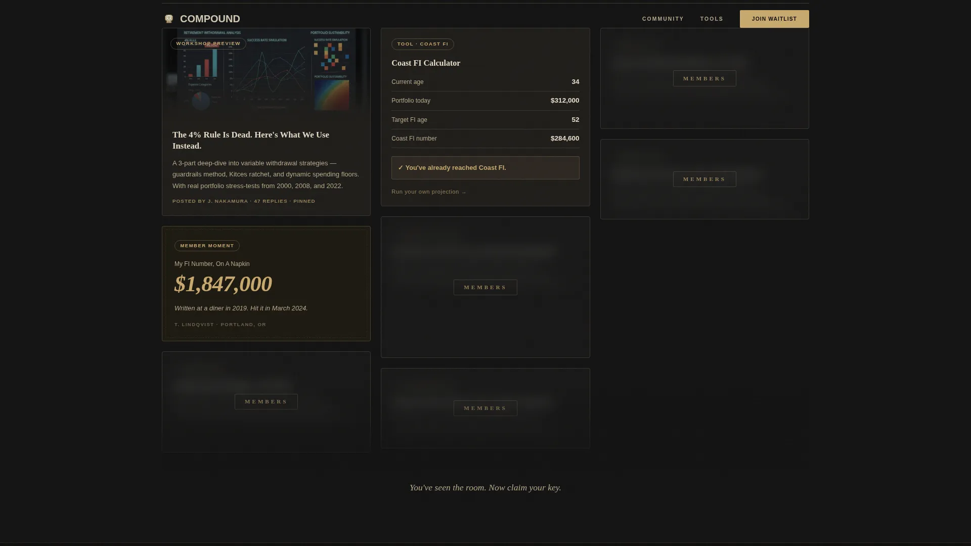 Cinematic FIRE Community Waitlist Landing Page