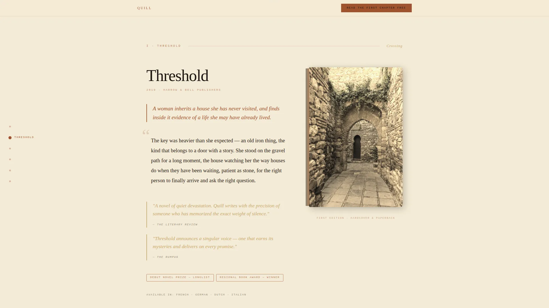 Fiction Author Landing Page Template | Ink & Paper