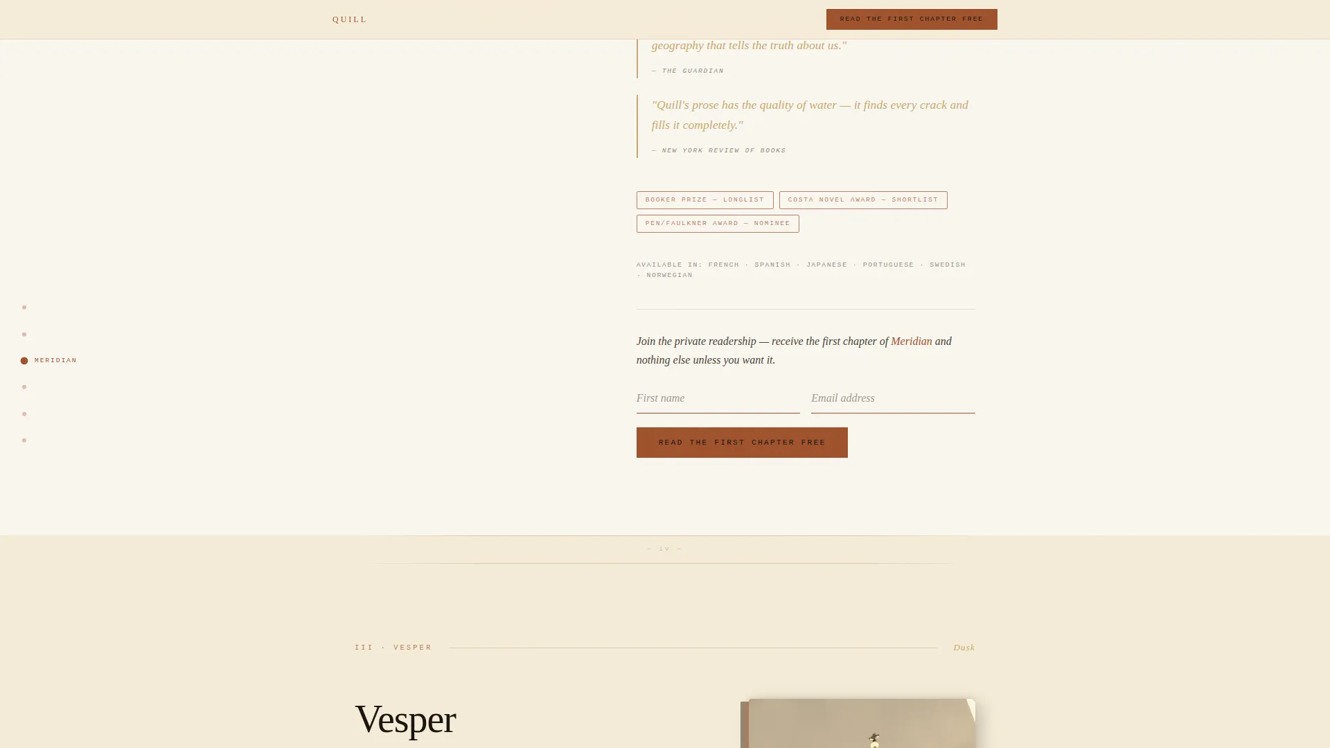 Fiction Author Landing Page Template | Ink & Paper