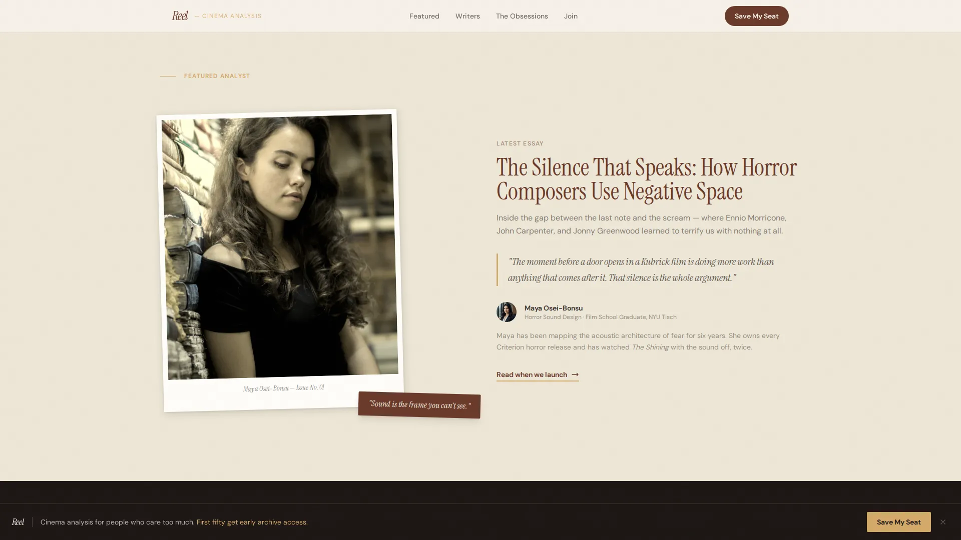 Cinematic Film Analysis Blog Landing Page Template