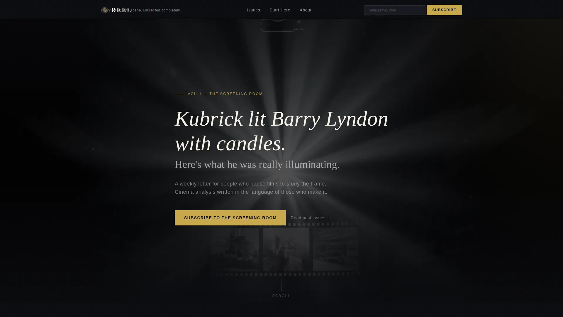 Cinematic Film Analysis Newsletter Landing Page