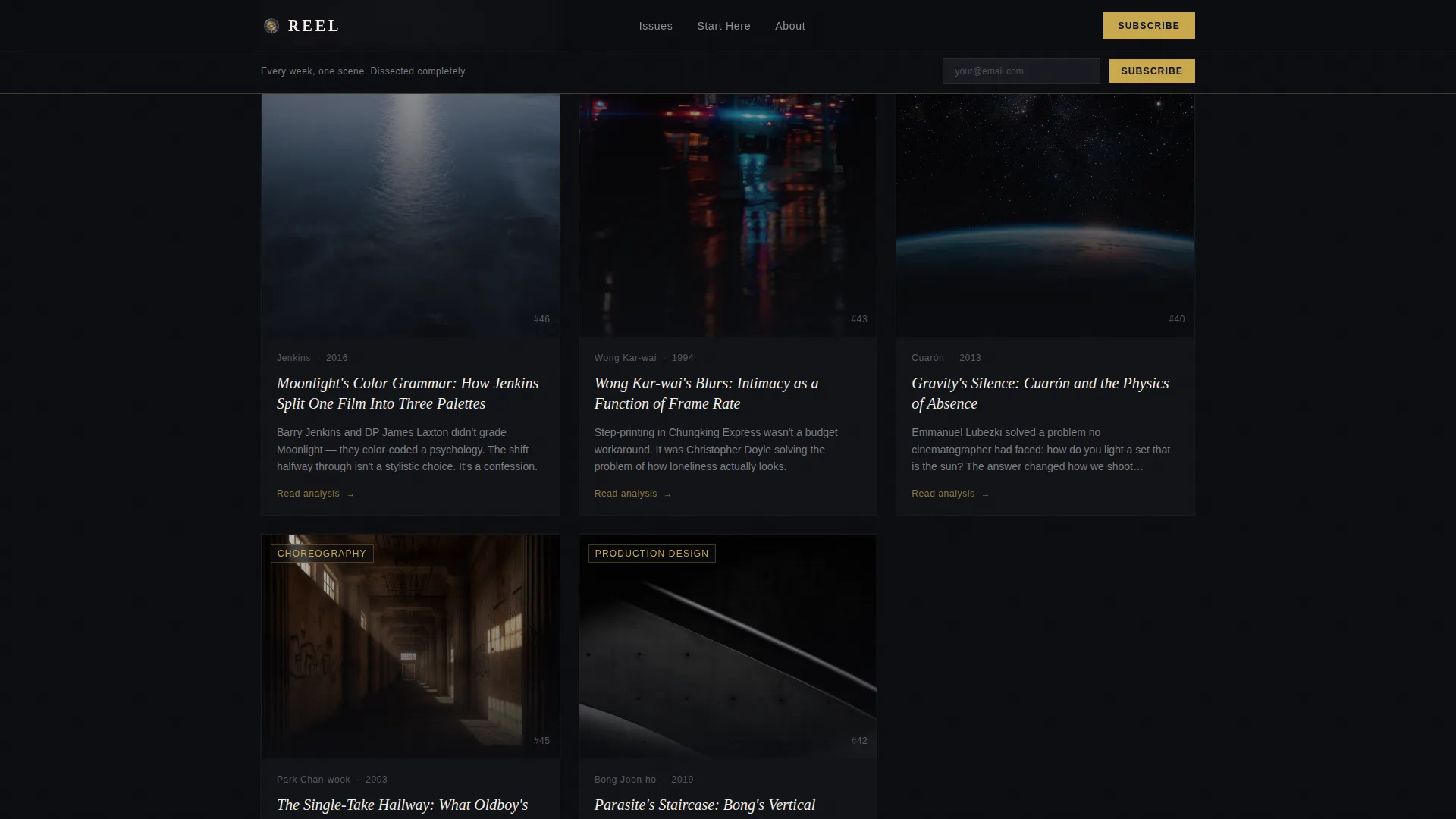 Cinematic Film Analysis Newsletter Landing Page