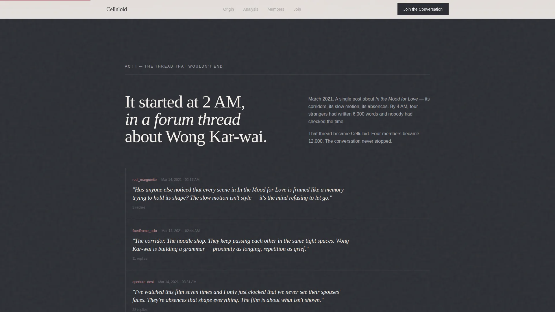 Film Analysis Community Landing Page Template