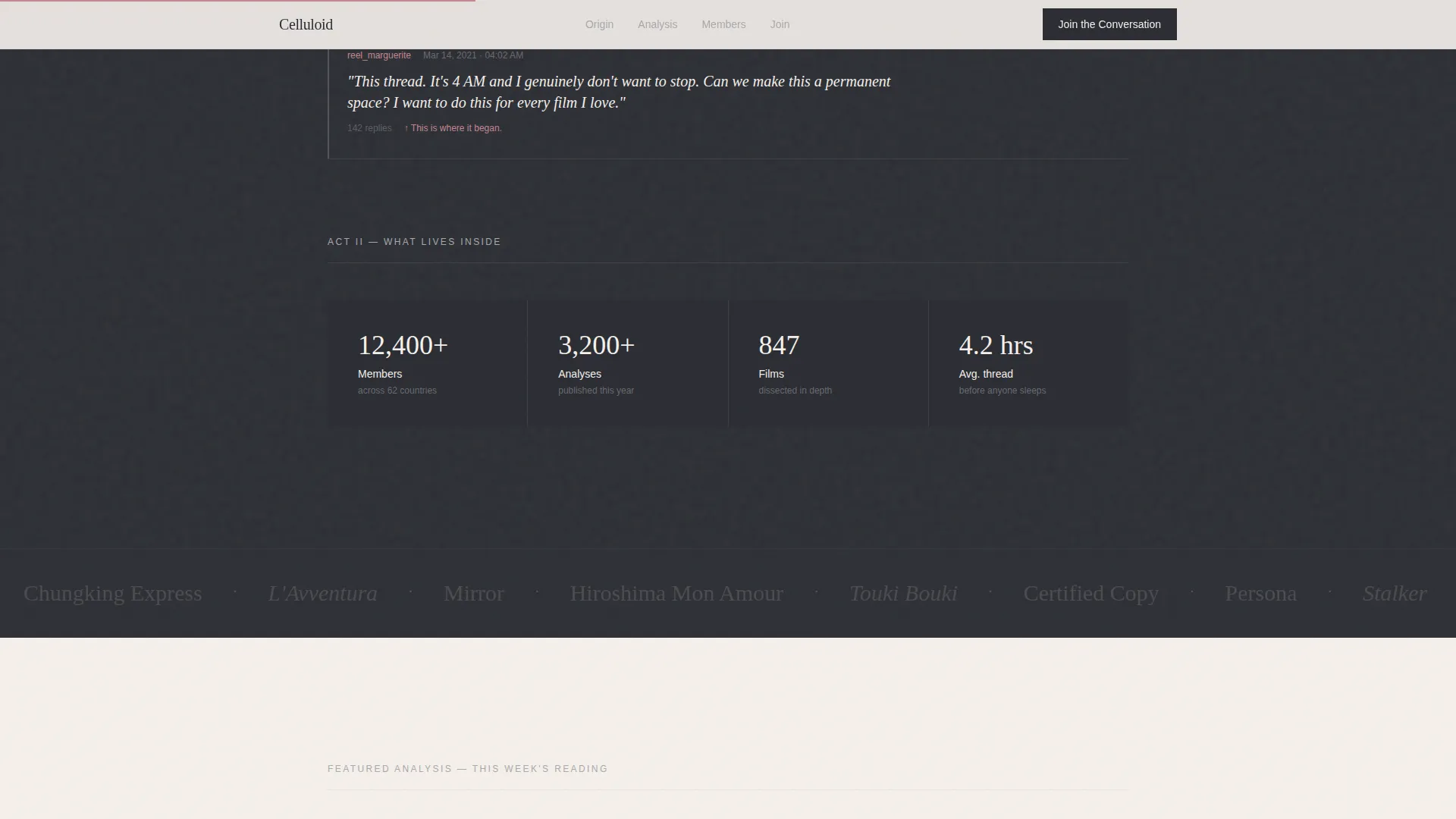 Film Analysis Community Landing Page Template