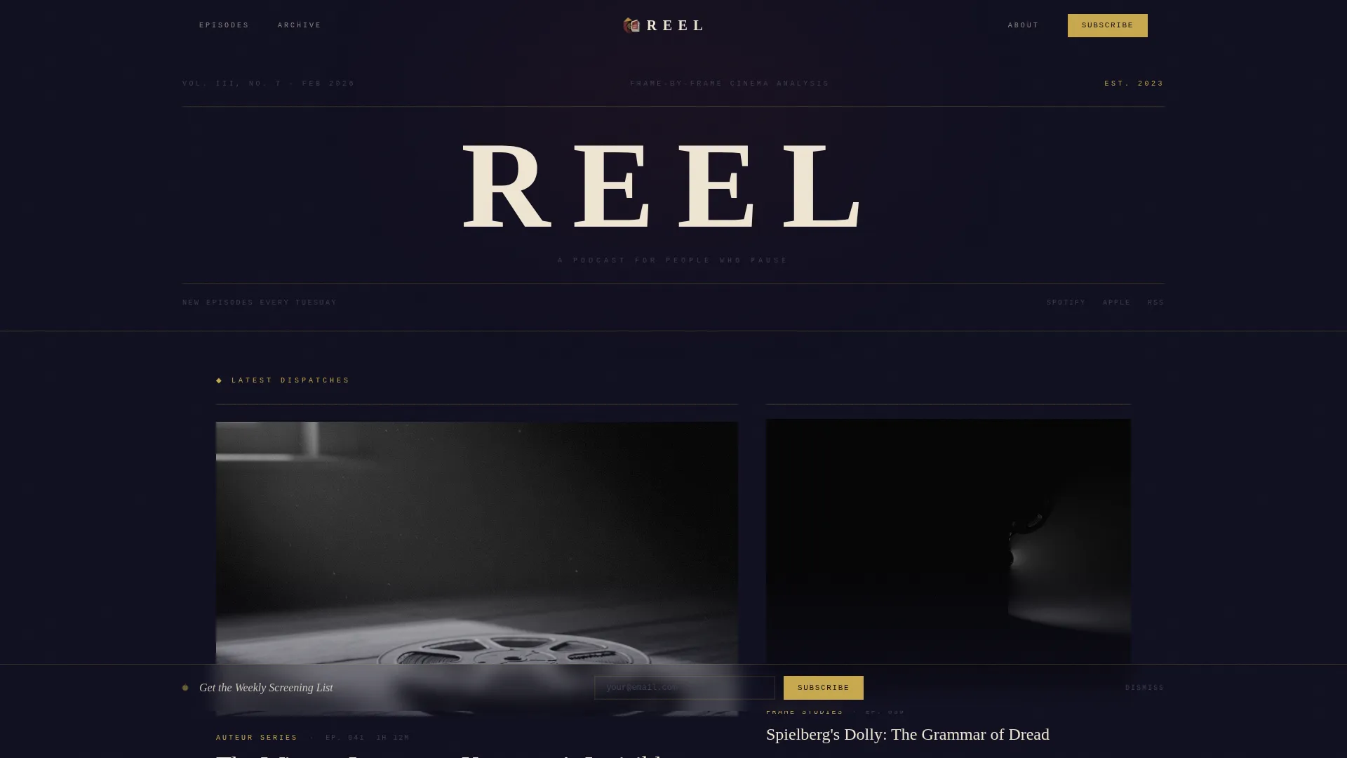 Cinematic Film Analysis Podcast Landing Page Template