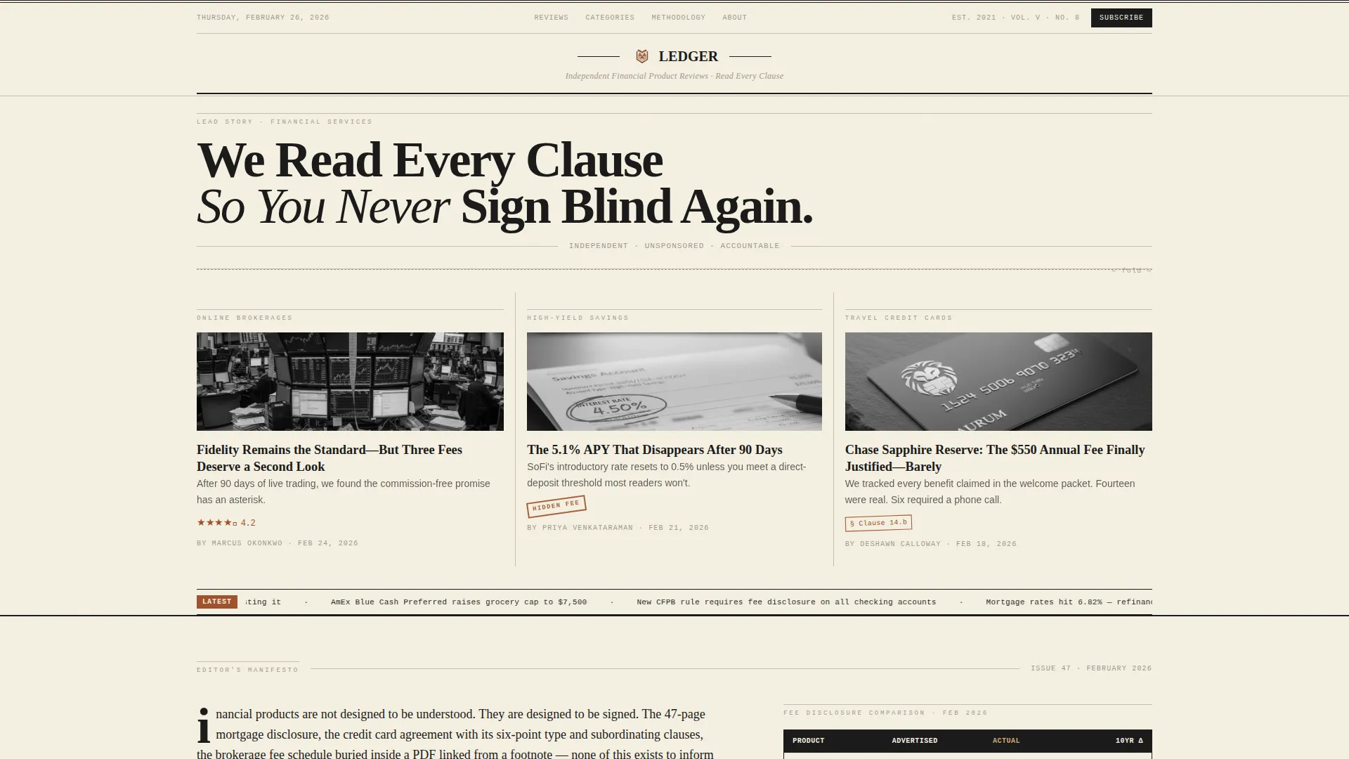 Financial Services Review Blog Landing Page Template