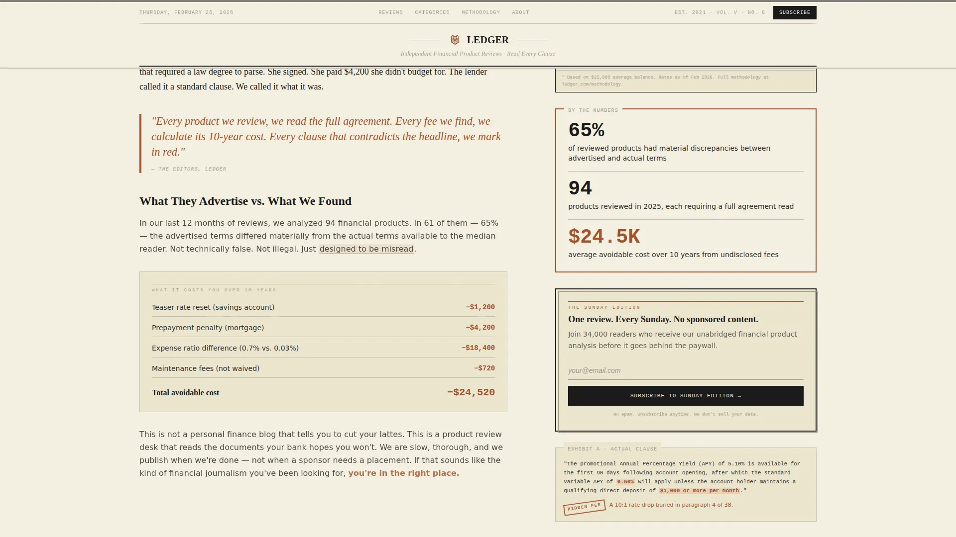 Financial Services Review Blog Landing Page Template