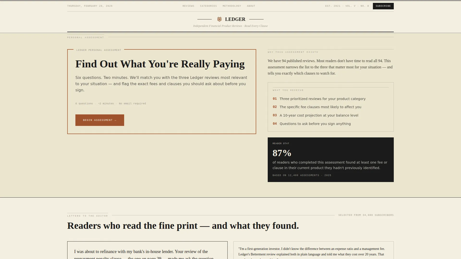 Financial Services Review Blog Landing Page Template