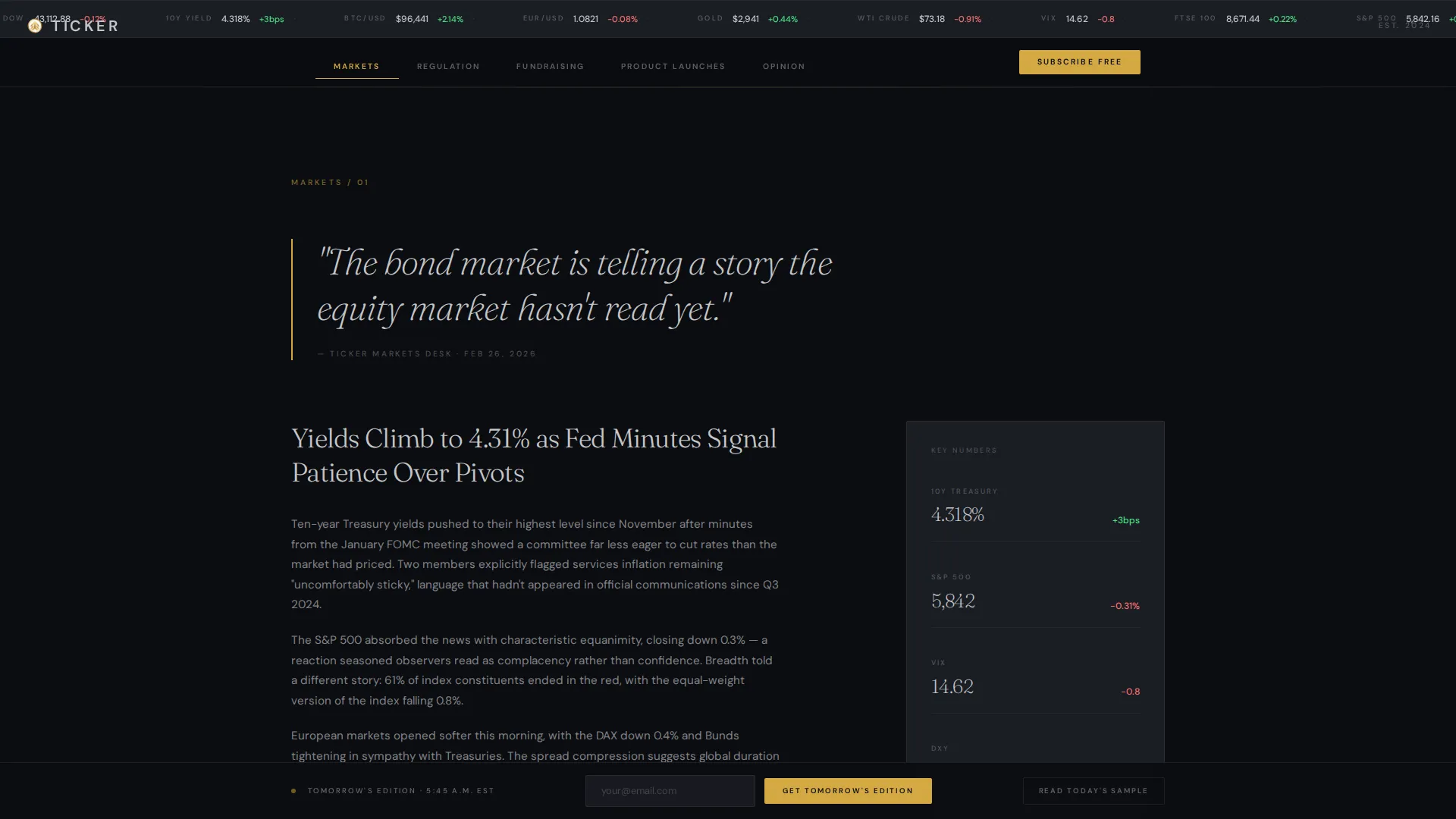 Elite Fintech Newsletter Landing Page Template