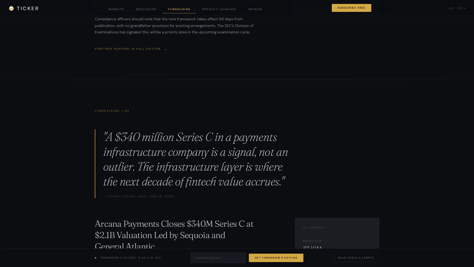 Elite Fintech Newsletter Landing Page Template