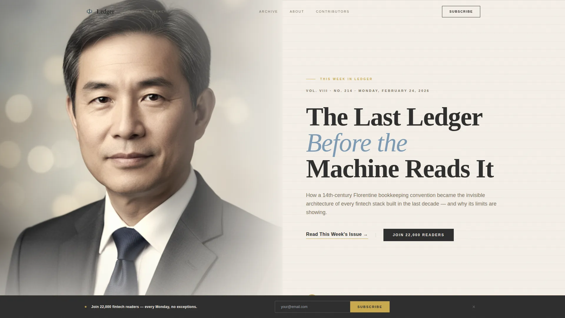Heritage Fintech Newsletter Landing Page Template