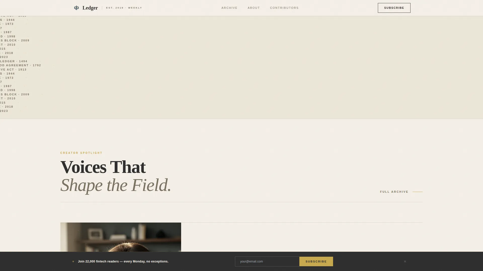 Heritage Fintech Newsletter Landing Page Template