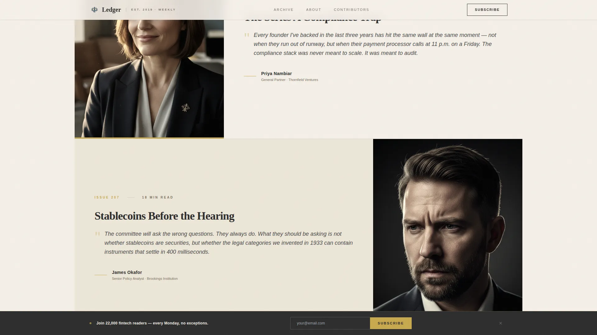 Heritage Fintech Newsletter Landing Page Template