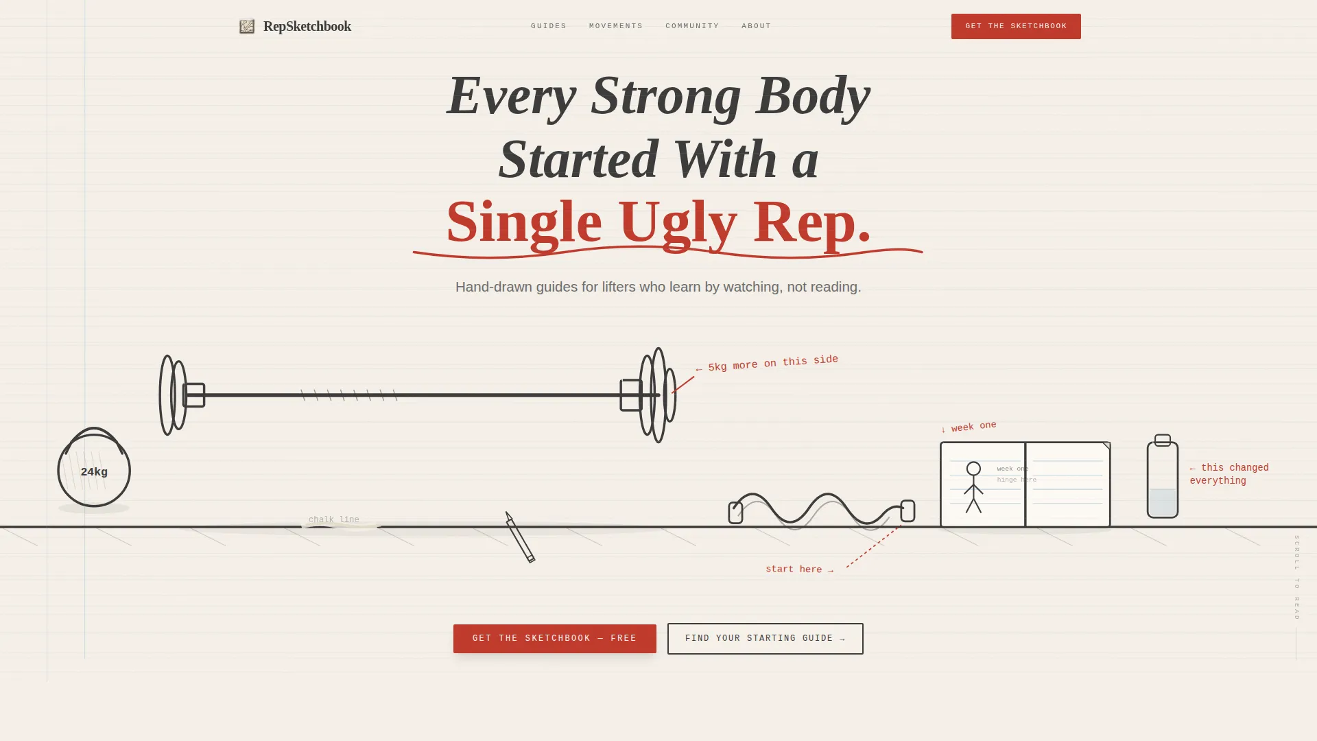 Hand-Drawn Fitness Blog Landing Page Template