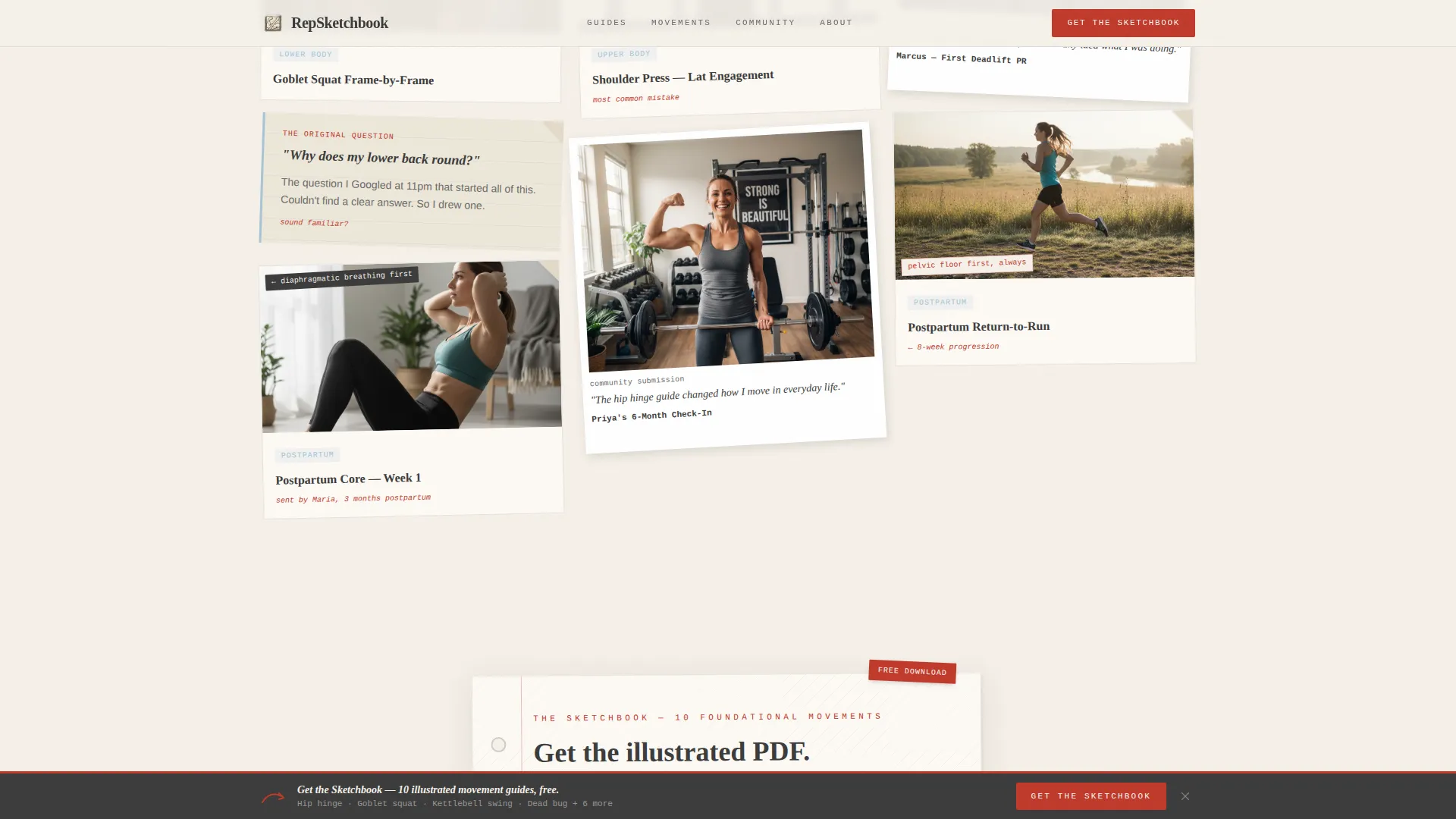 Hand-Drawn Fitness Blog Landing Page Template