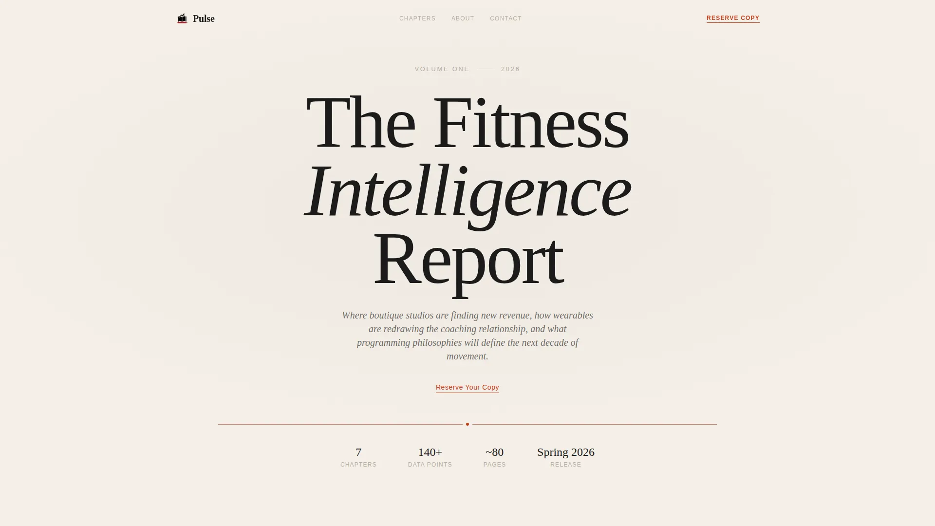 Fitness Industry Editorial Report Landing Page Template