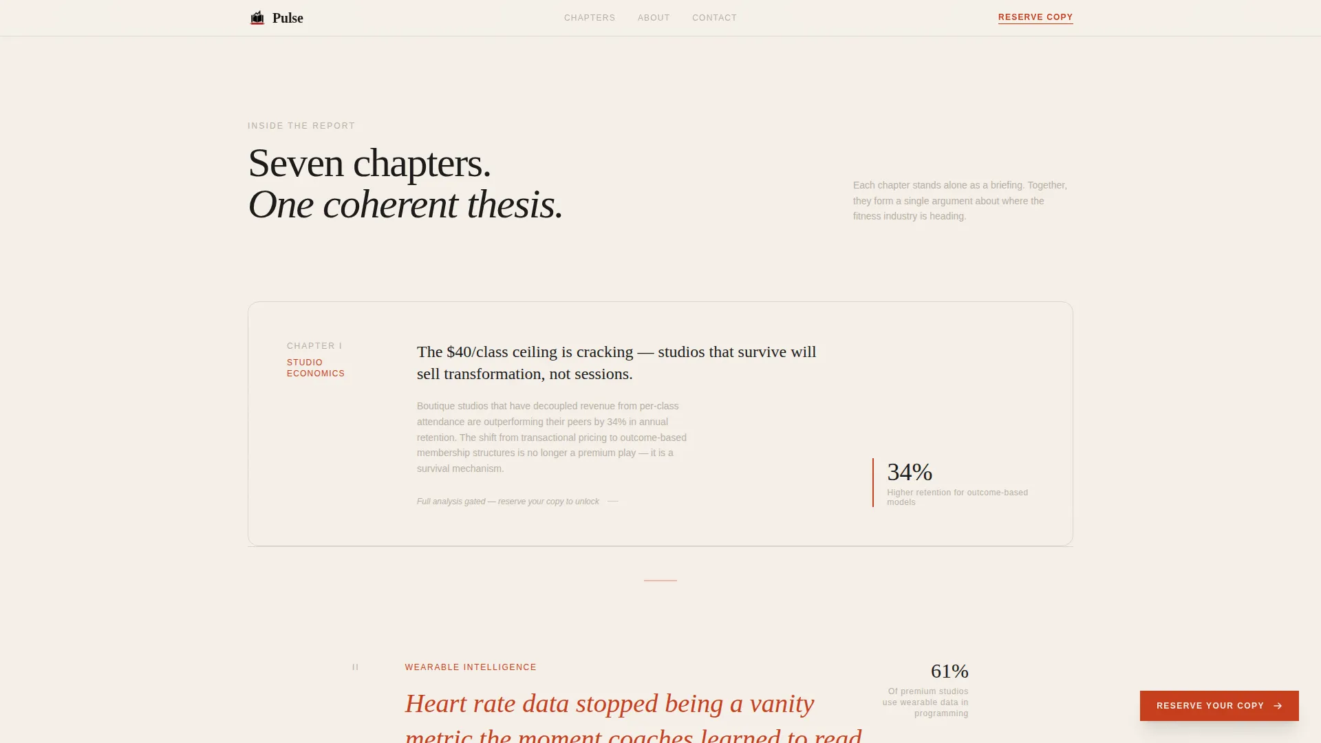 Fitness Industry Editorial Report Landing Page Template