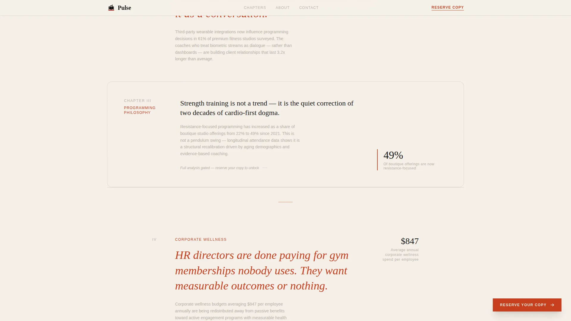 Fitness Industry Editorial Report Landing Page Template