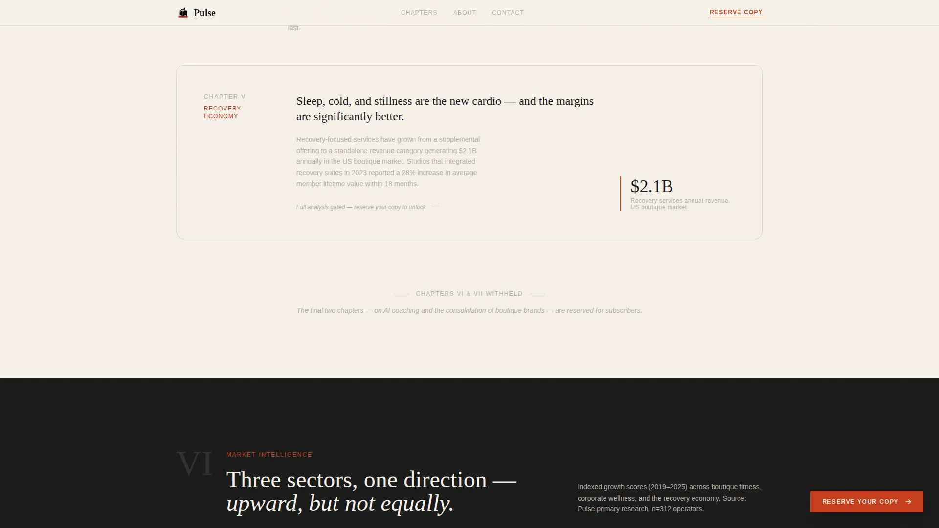 Fitness Industry Editorial Report Landing Page Template