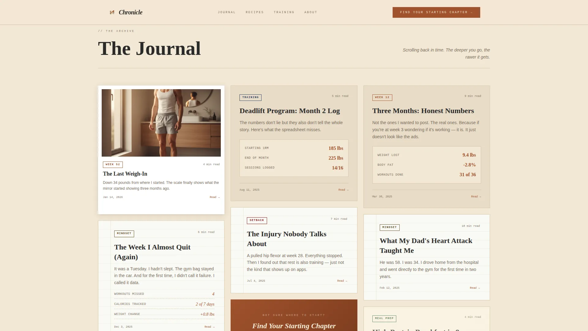 Authentic Fitness Journey Blog Landing Page Template