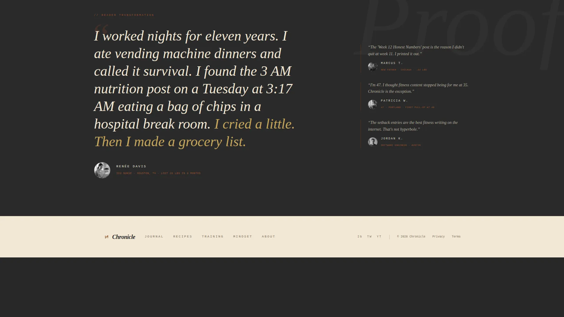 Authentic Fitness Journey Blog Landing Page Template