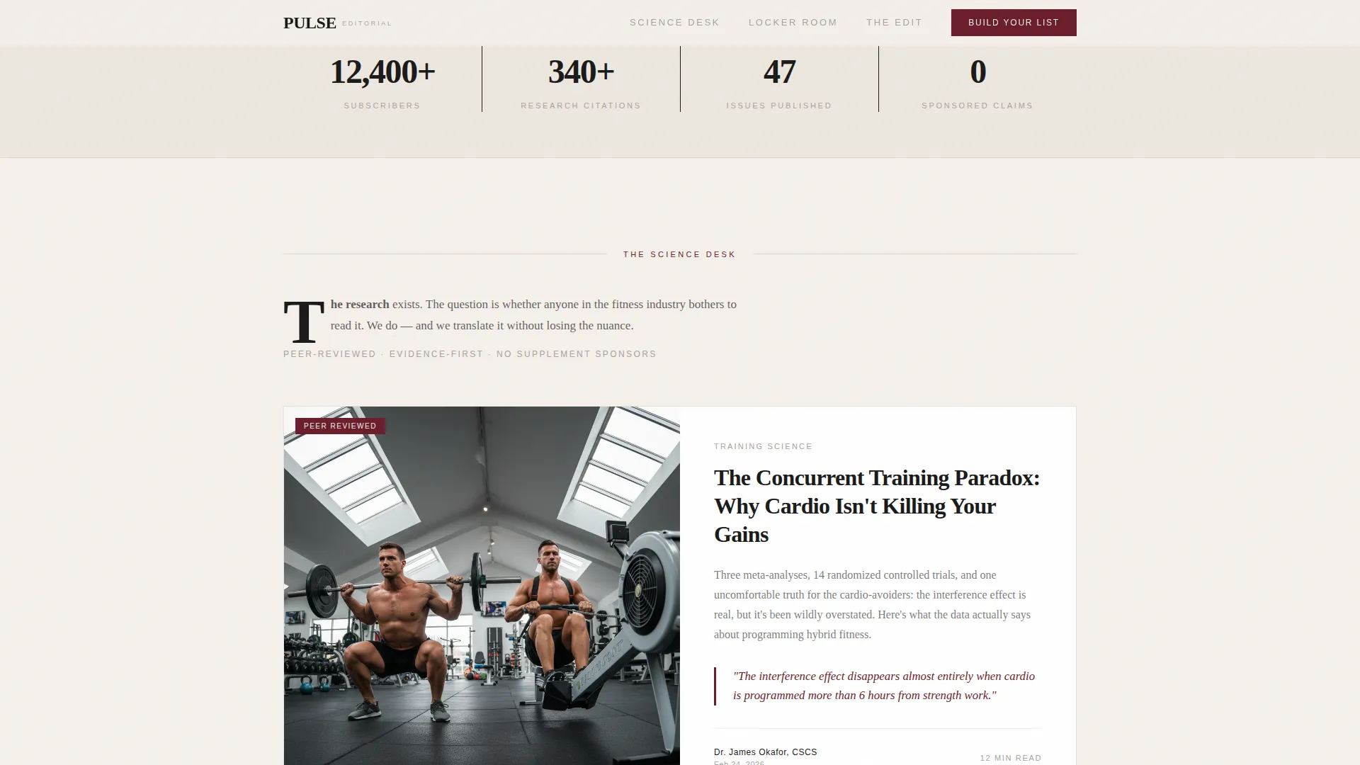 Editorial Fitness Blog Landing Page Template