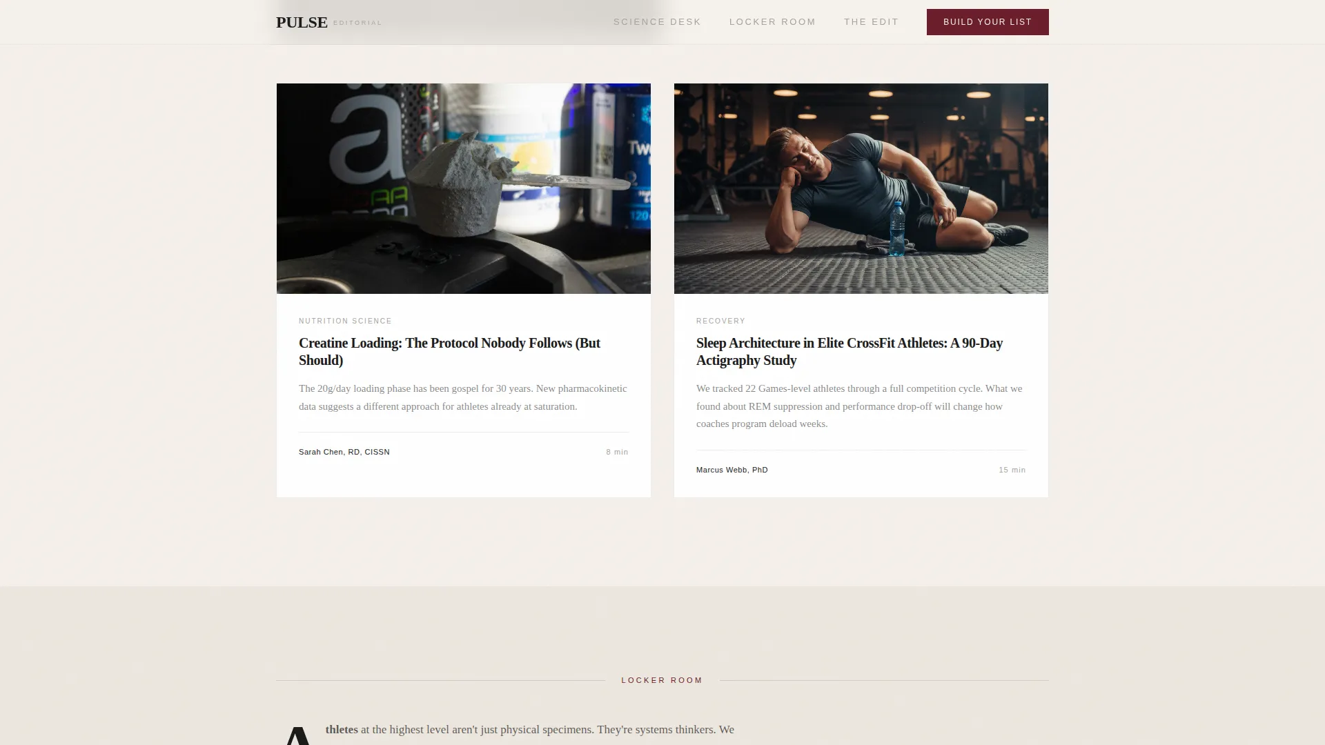 Editorial Fitness Blog Landing Page Template