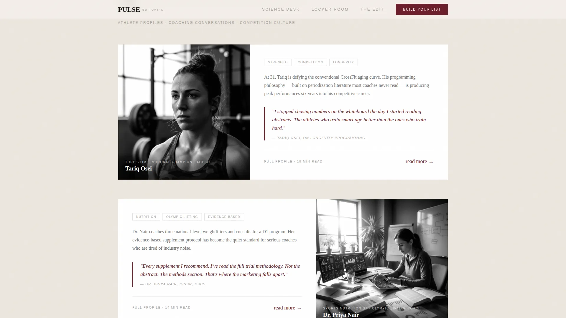 Editorial Fitness Blog Landing Page Template