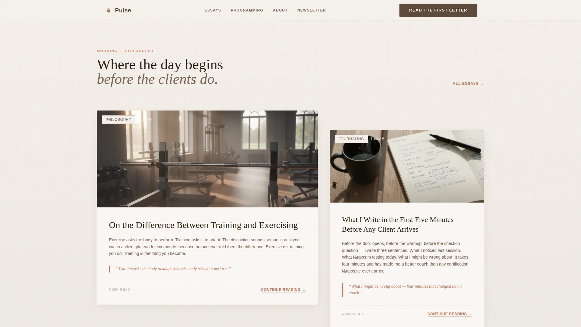 Fitness Thought Leadership Blog Landing Page Template