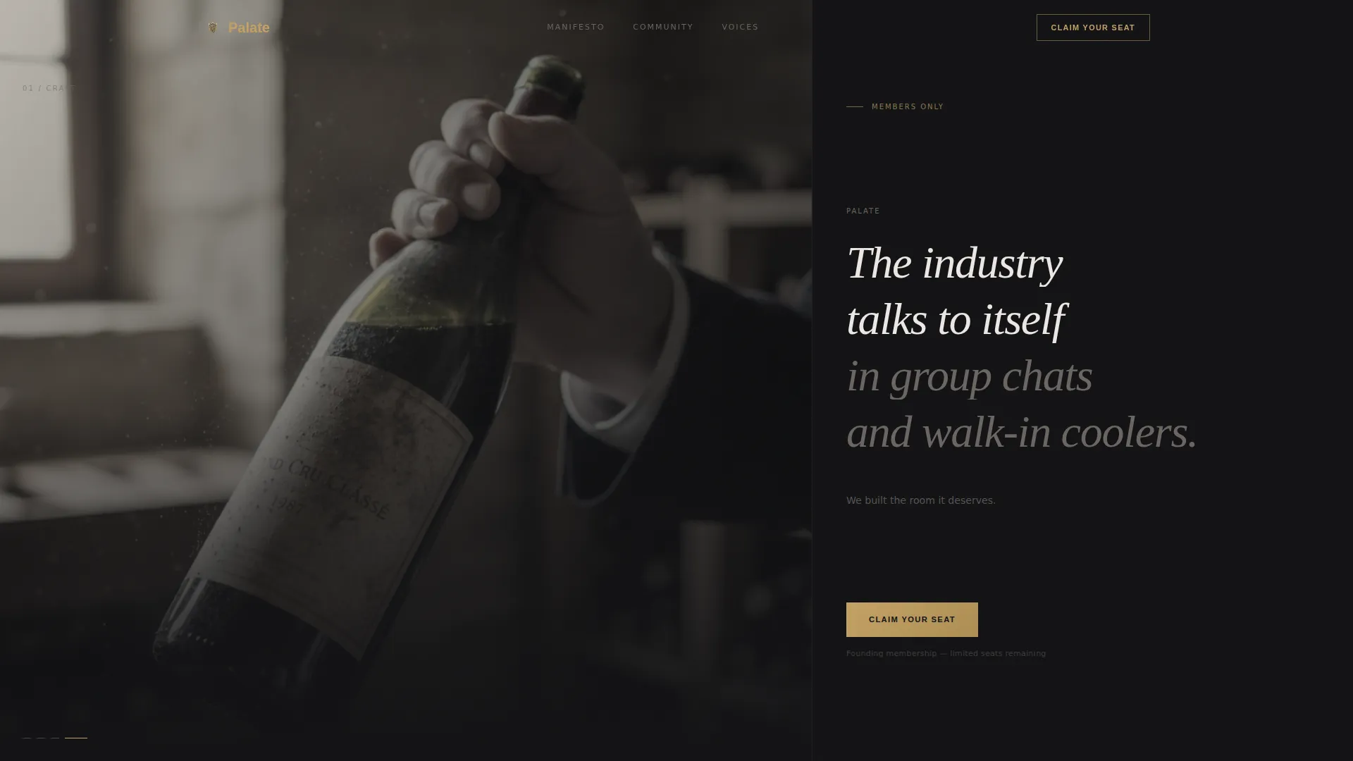 Cinematic Dark Food & Beverage Community Landing Page