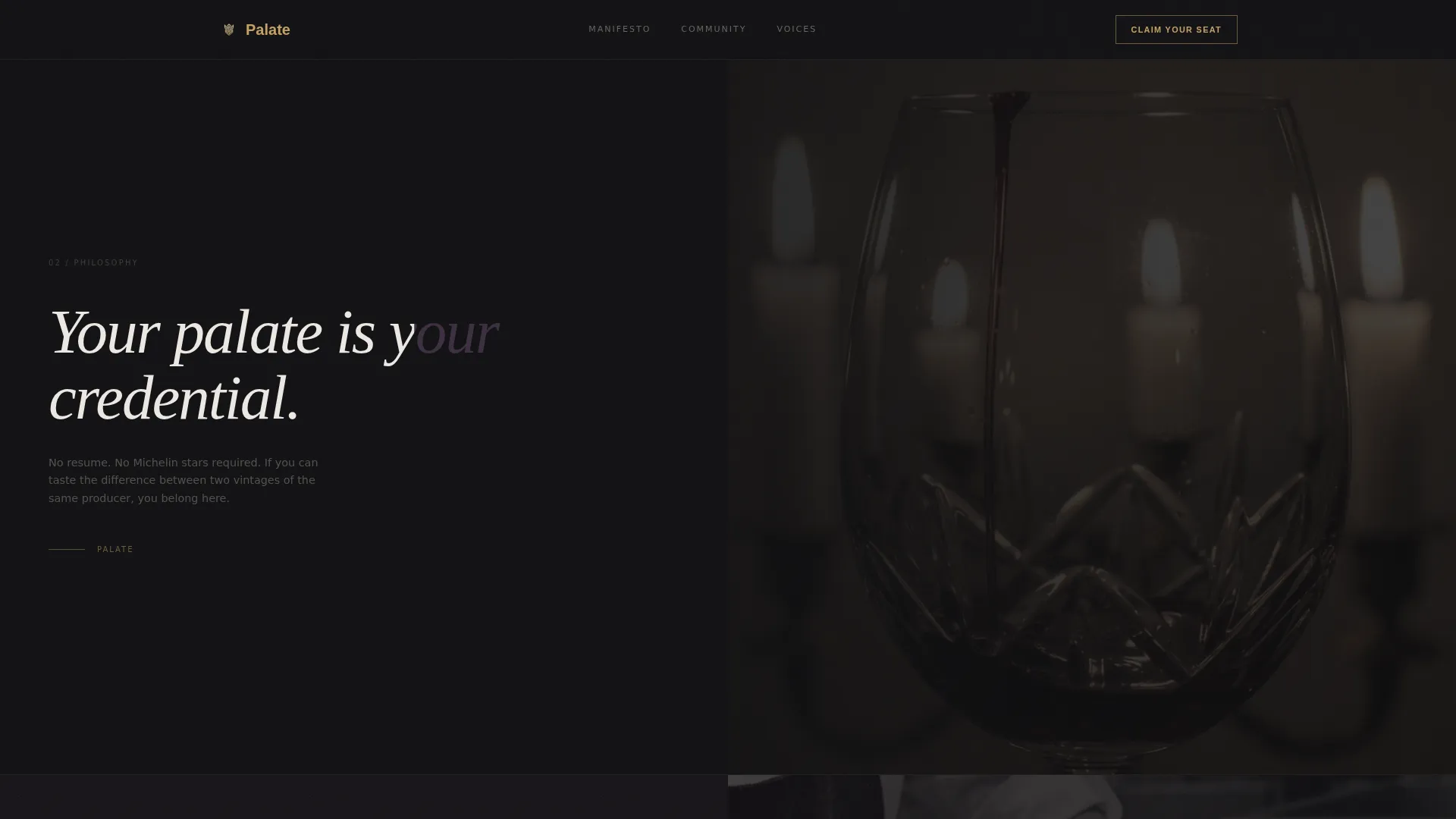 Cinematic Dark Food & Beverage Community Landing Page