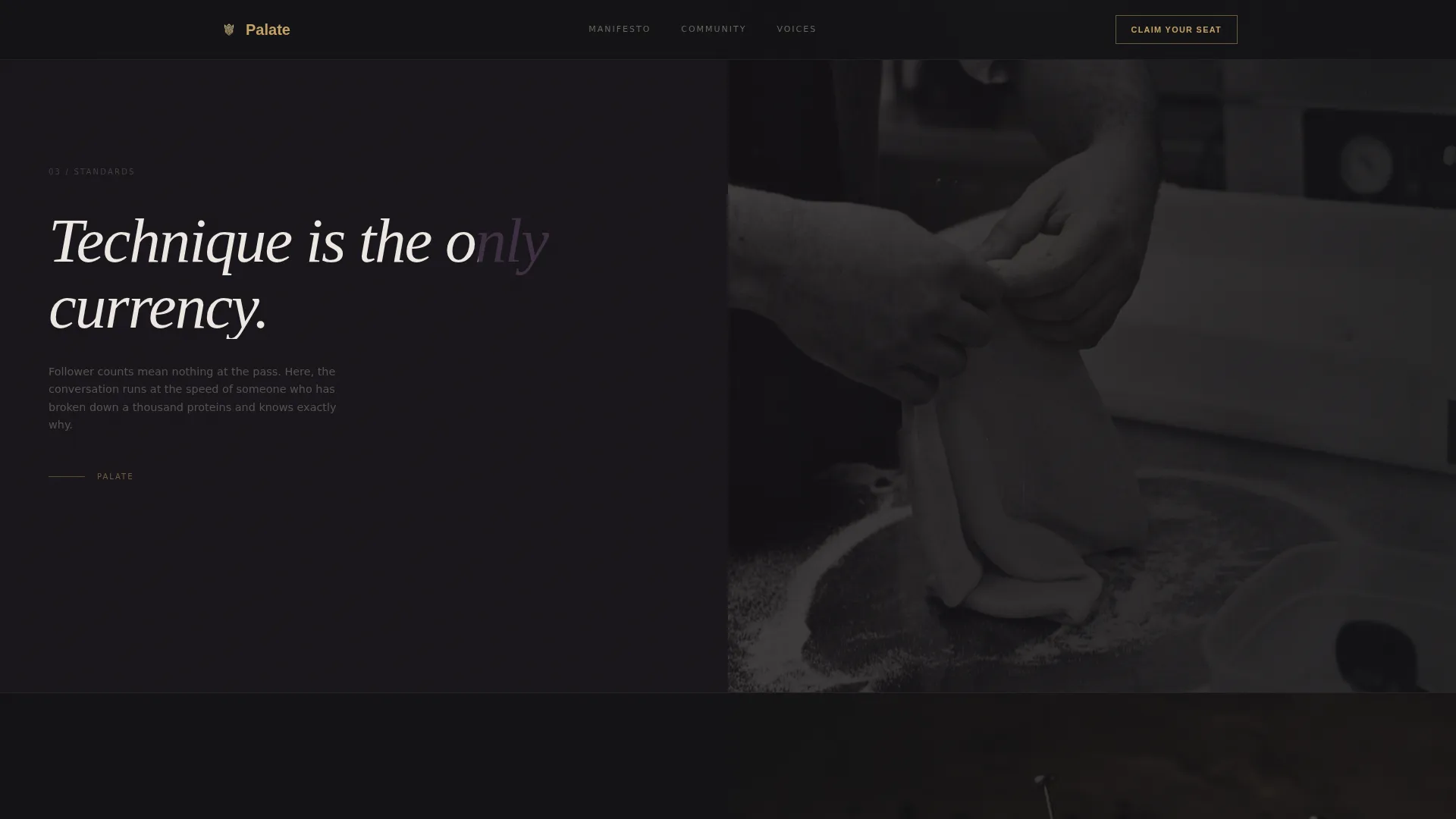 Cinematic Dark Food & Beverage Community Landing Page