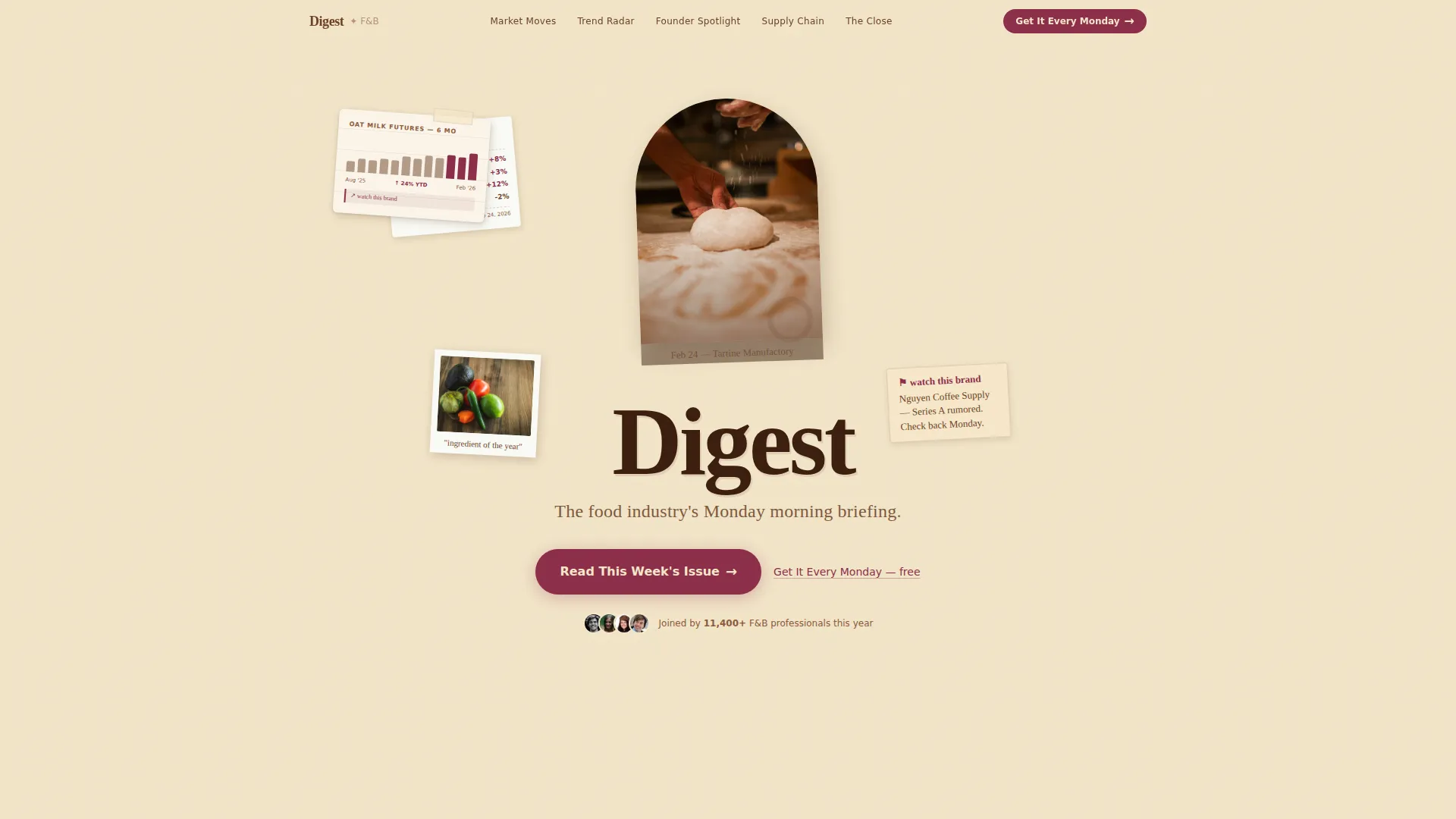 Artisan Food & Beverage Newsletter Landing Page