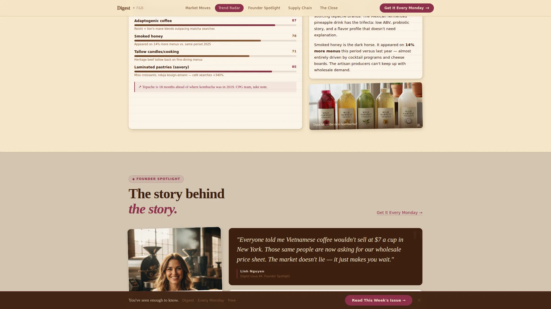 Artisan Food & Beverage Newsletter Landing Page