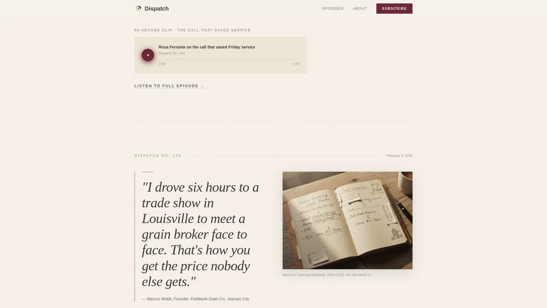 Food & Beverage Podcast Landing Page Template