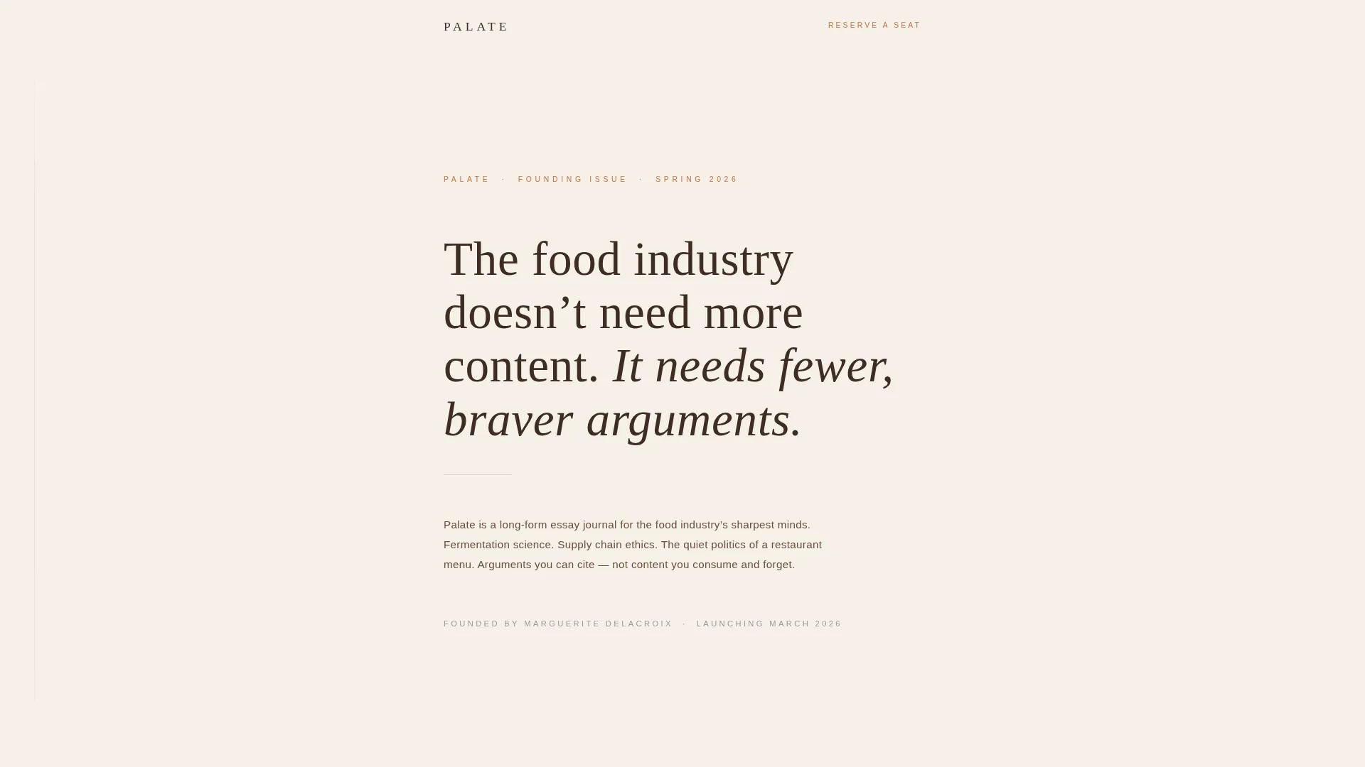 Bold Food Industry Thought Leadership Landing Page