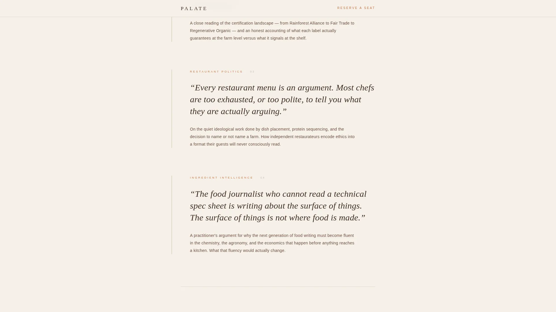 Bold Food Industry Thought Leadership Landing Page